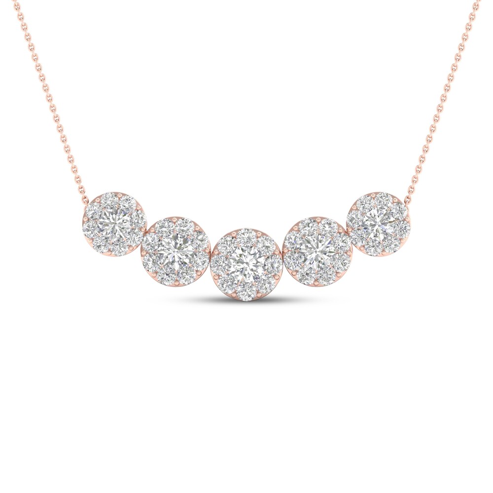 Diamond Necklace 1 1/2 ct tw Round 14K Rose Gold hMMMFGI4