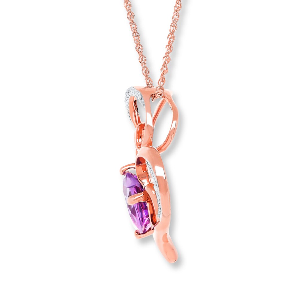 Amethyst Heart Necklace Diamond Accents 10K Rose Gold hN1l6Haa