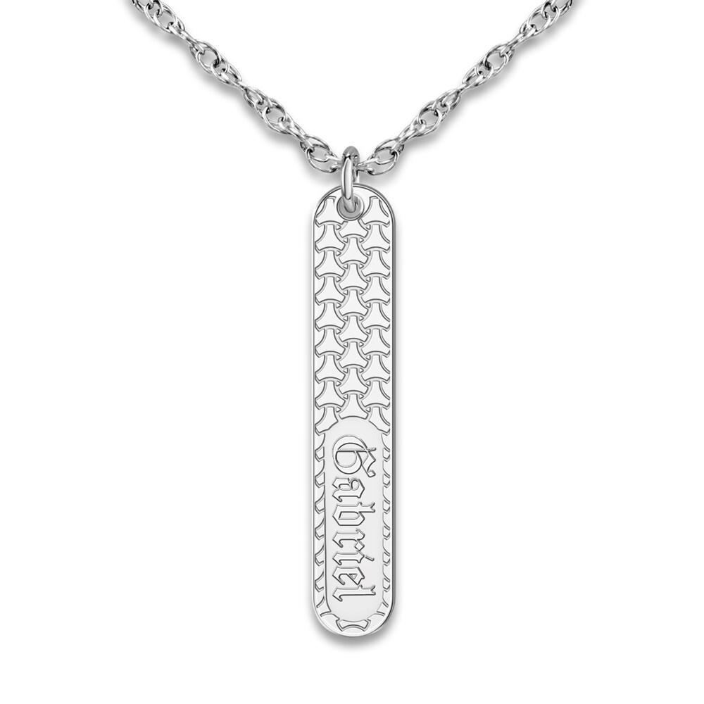 Men\'s Engravable Pendant Necklace Sterling Silver 18\" hWUjERVI
