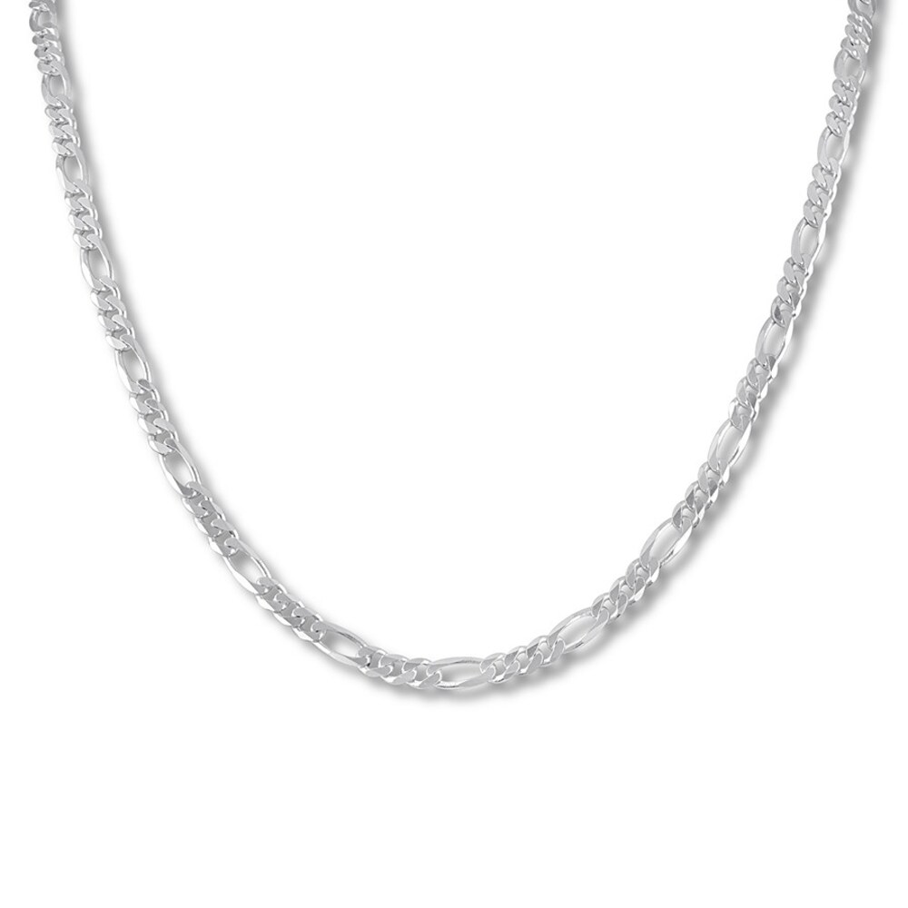 Figaro Chain Necklace Sterling Silver 24" hWlMtftz