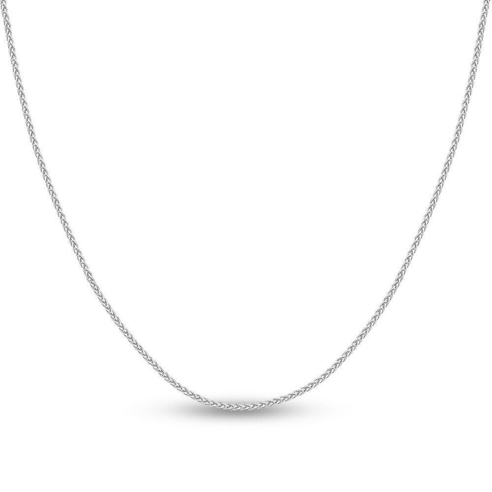 Round Wheat Chain Necklace 14K White Gold 16" hXqkIiTs