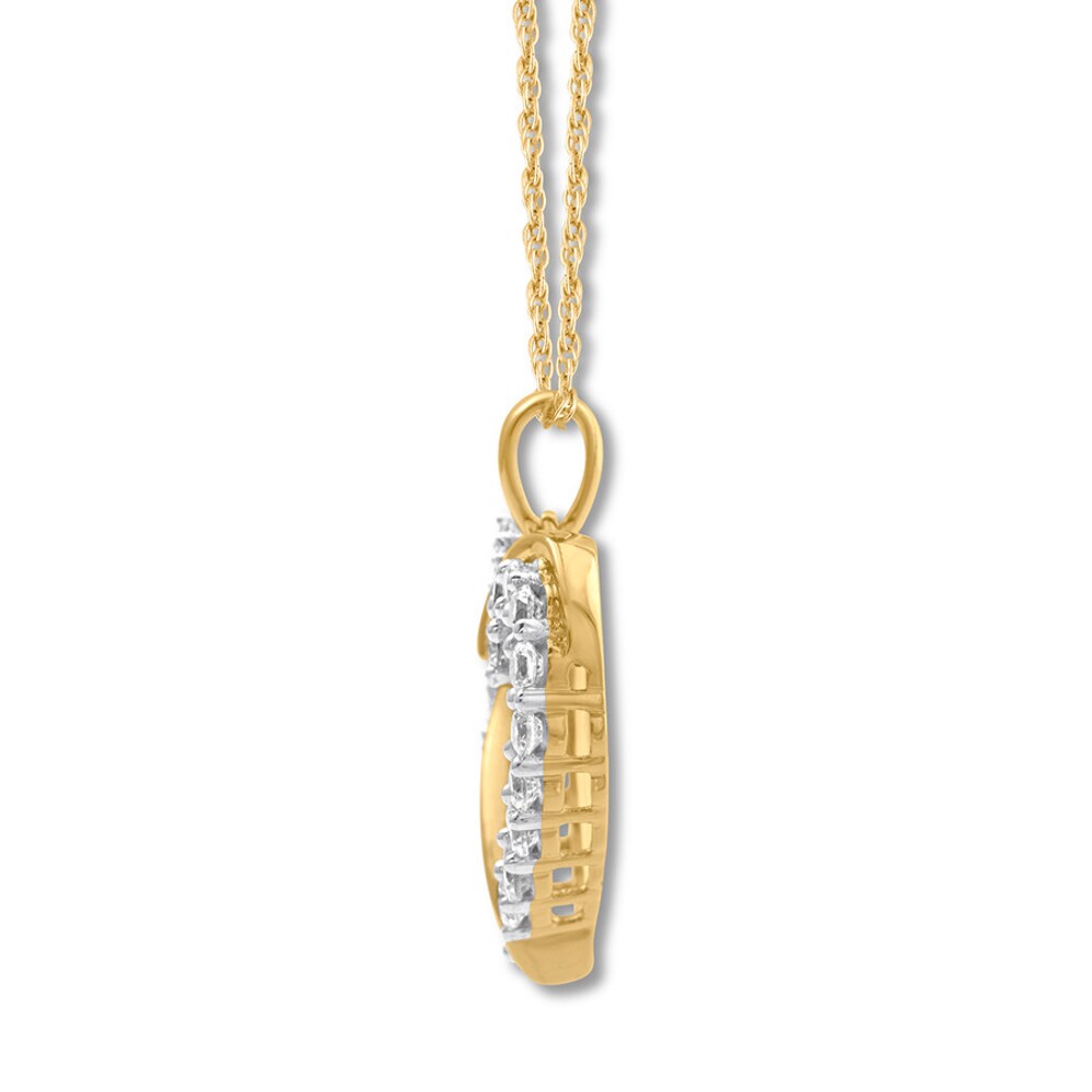 Diamond Heart Necklace 1 ct tw Round-cut 14K Yellow Gold hZNfAtn9