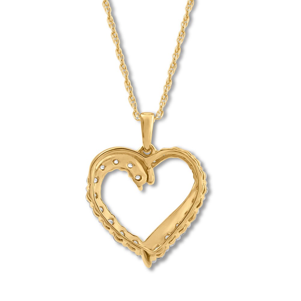 Diamond Heart Necklace 1 ct tw Round-cut 14K Yellow Gold hZNfAtn9