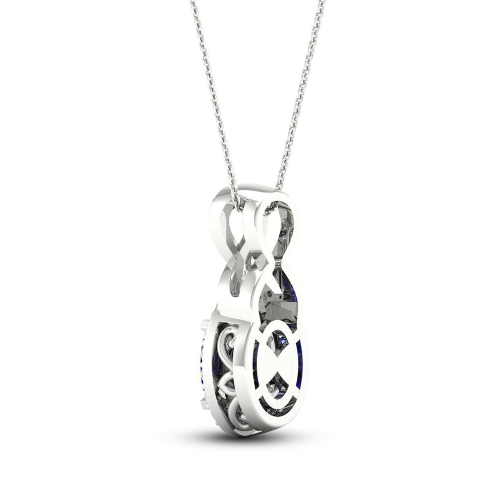 Lab-Created Blue Sapphire & Lab-Created White Sapphire Necklace 10K White Gold 18\" hb9qX5TZ