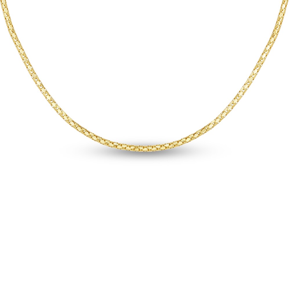 Popcorn Chain Necklace 14K Yellow Gold 22" Adjustable hc6ocpRX