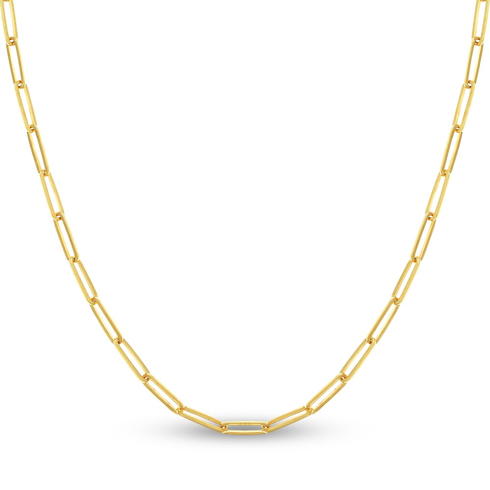 Paper Clip Chain Necklace 14K Yellow Gold 18" hie5FOBK