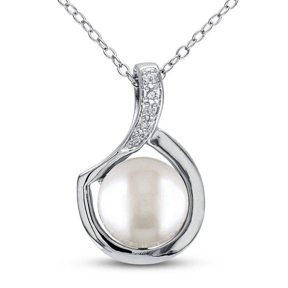Cultured Pearl Necklace Diamond Accent Sterling Silver hnktFwwW
