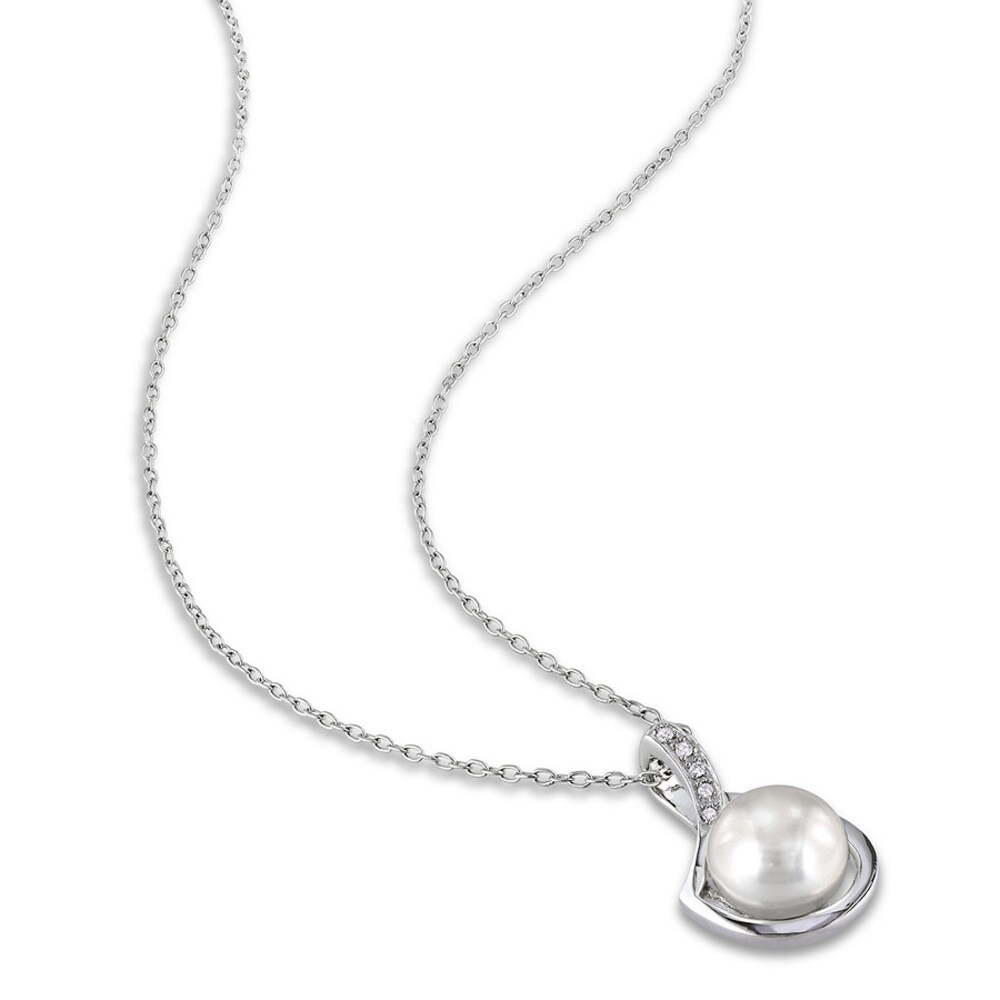 Cultured Pearl Necklace Diamond Accent Sterling Silver hnktFwwW