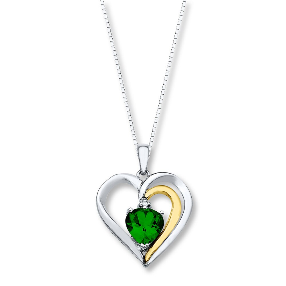 Heart Necklace Lab-Created Emerald Sterling Silver/10K Gold hpmLNS3i