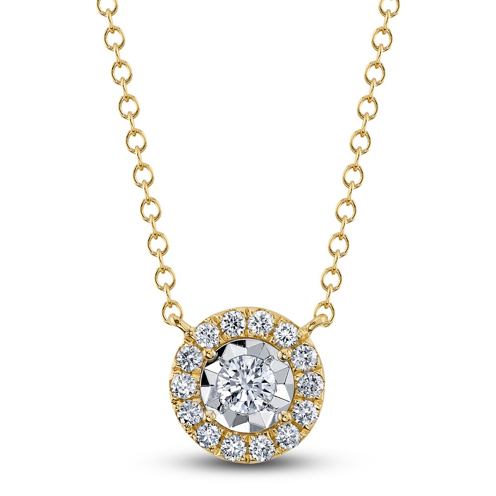 Shy Creation Diamond Necklace 1/4 ct tw Round 14K Yellow Gold SC55024122 hqCNCv50