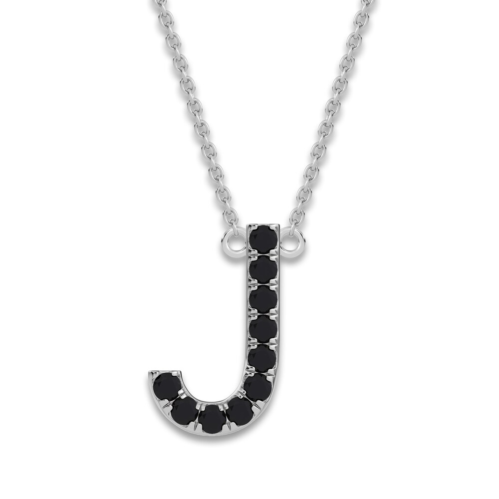 Juliette Maison Black Diamond Station Name Necklace 1/4 ct tw Round 10K White Gold hqdjI2qg