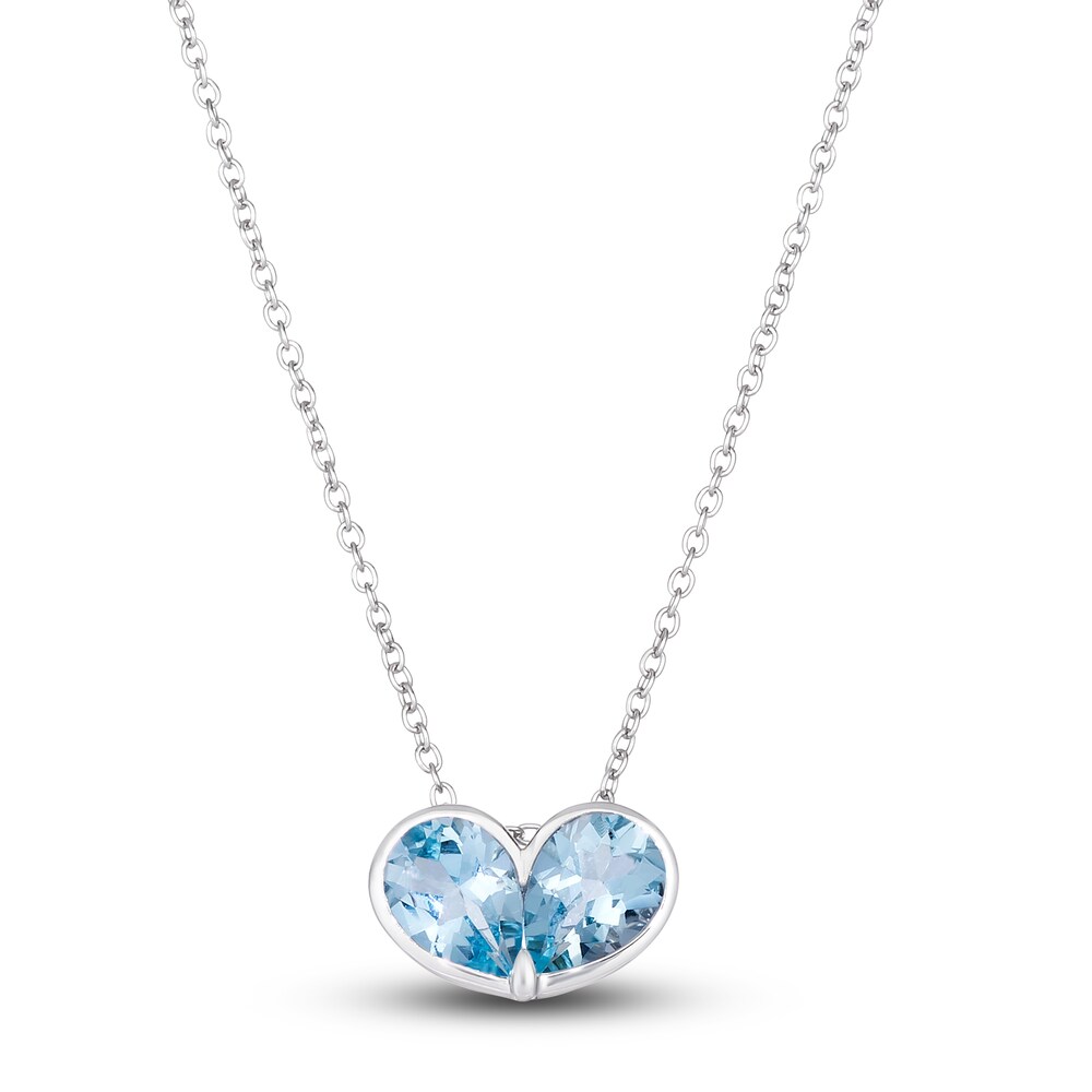 Le Vian Natural Aquamarine Heart Pendant Necklace 14K Vanilla Gold 18\" huTohCIy [huTohCIy]