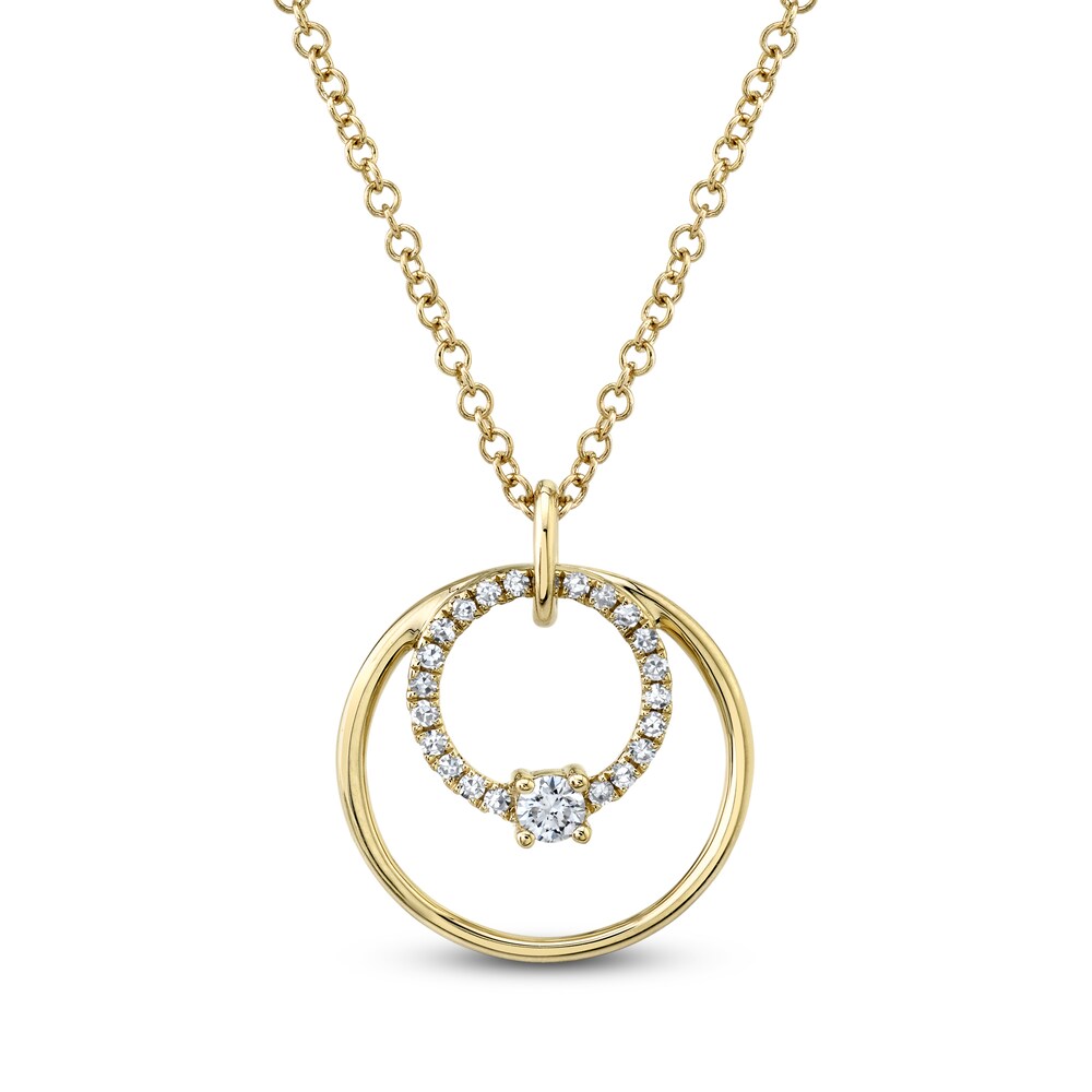 Shy Creation Diamond Circle Necklace 1/10 ct tw Round 14K Yellow Gold SC55009040 hw9ynZbu