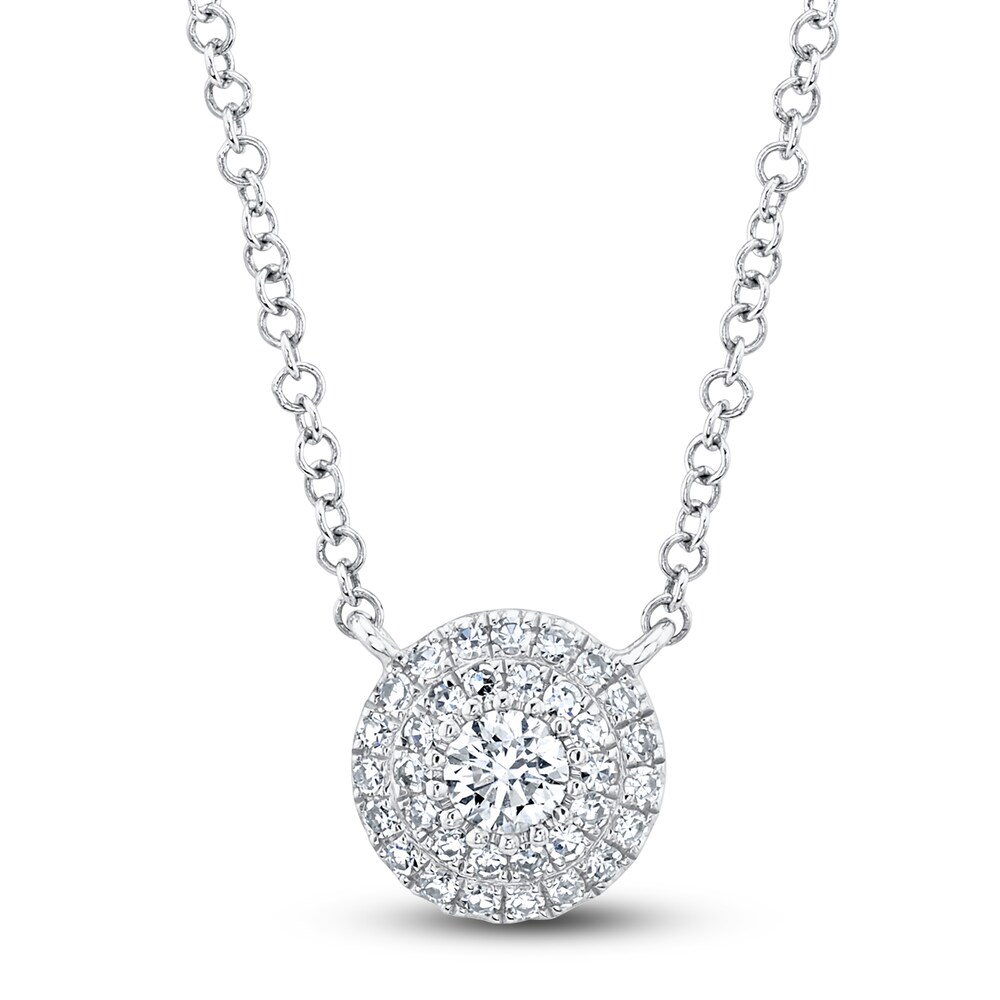 Shy Creation Diamond Necklace 1/6 ct tw Round 14K White Gold 18\" SC55012671 i5mjMN3I