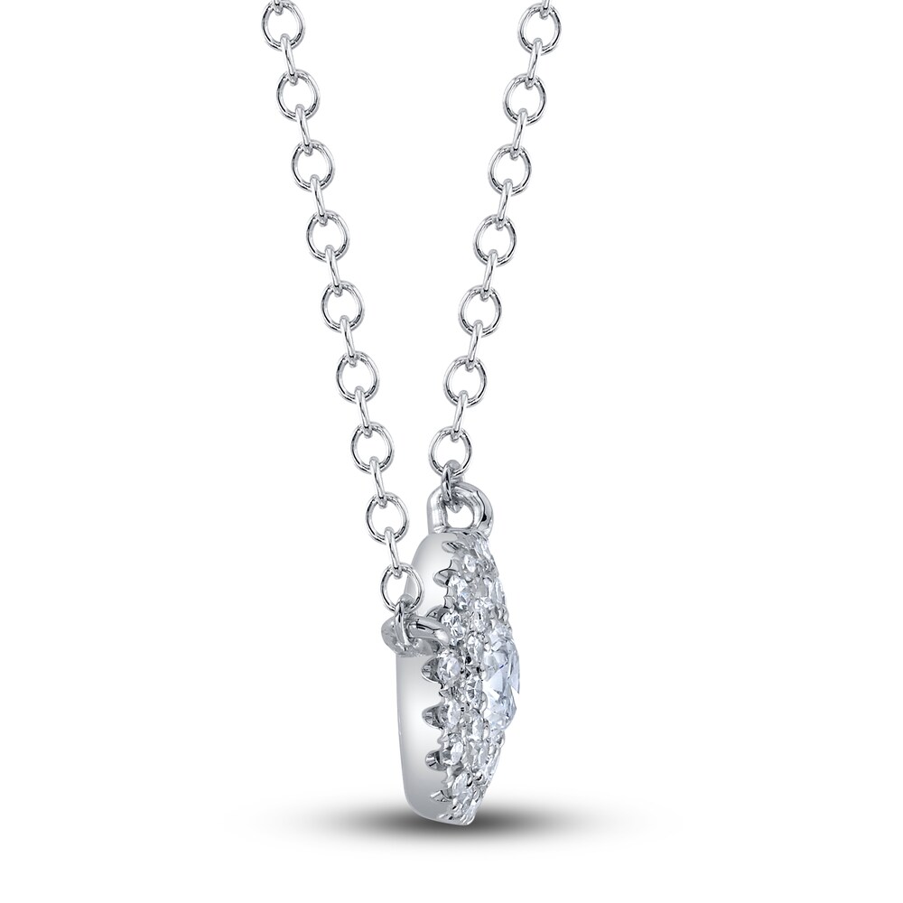 Shy Creation Diamond Necklace 1/6 ct tw Round 14K White Gold 18\" SC55012671 i5mjMN3I