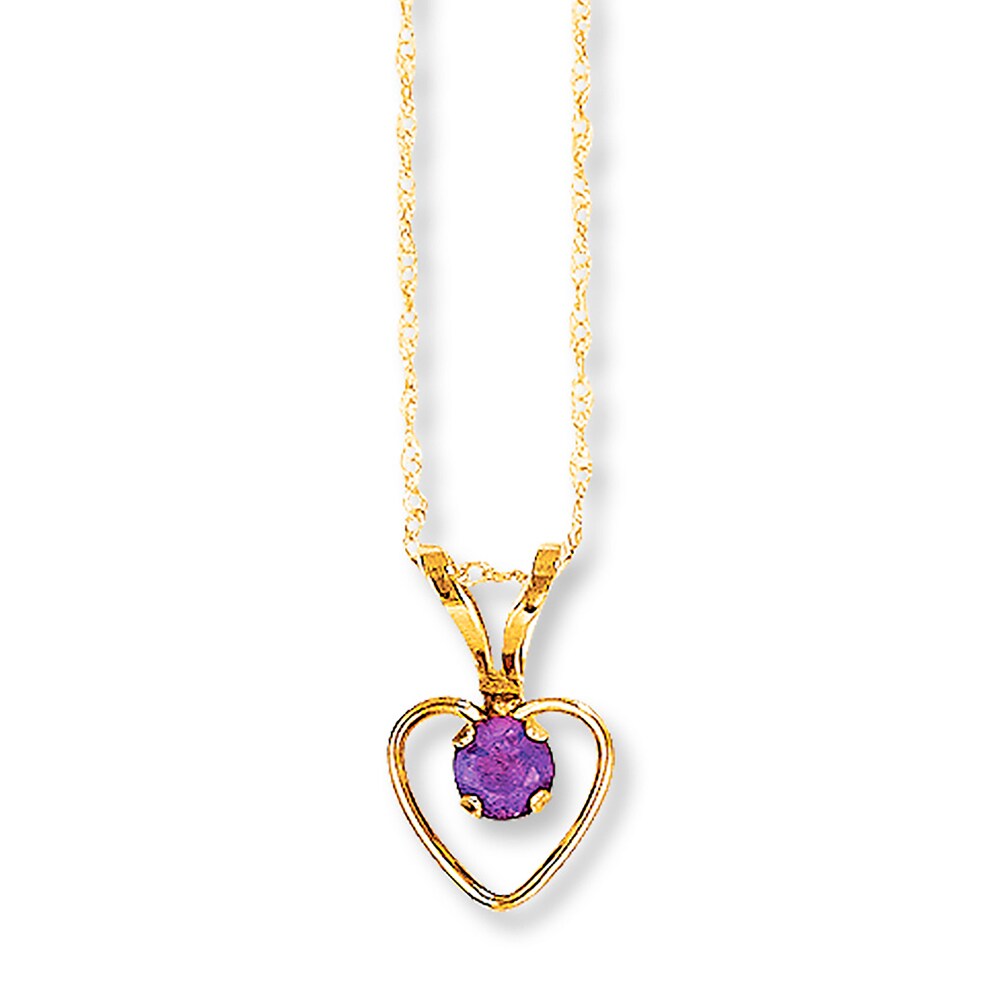 Amethyst Heart Necklace 14K Yellow Gold i8Pu1SR9