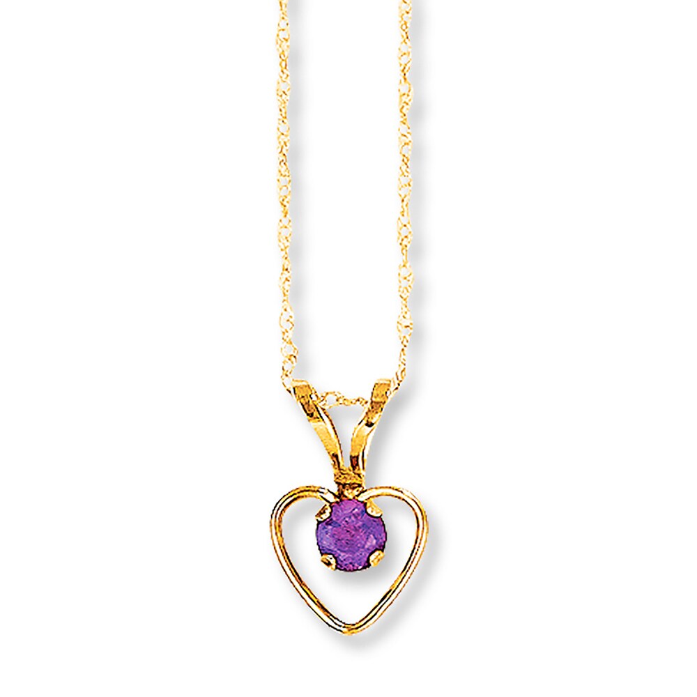 Amethyst Heart Necklace 14K Yellow Gold i8Pu1SR9 [i8Pu1SR9]