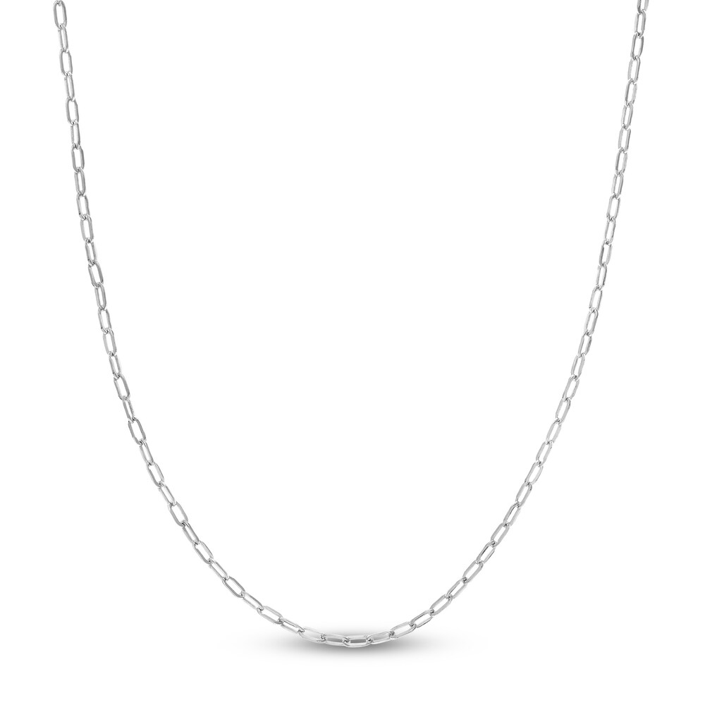 Paper Clip Chain Necklace 14K White Gold 18" iCdJbo03
