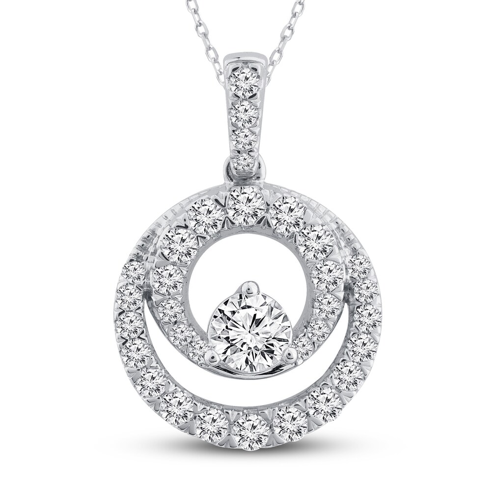 Closer Together Diamond Necklace 1 ct tw Round 14K White Gold iEys7yTX