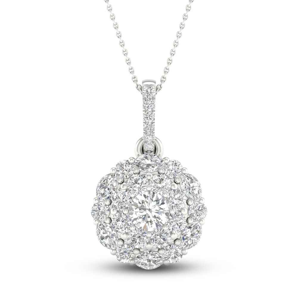 Diamond Pendant Necklace 1-1/4 ct tw Round/Marquise 14K White Gold iKNnY2PS