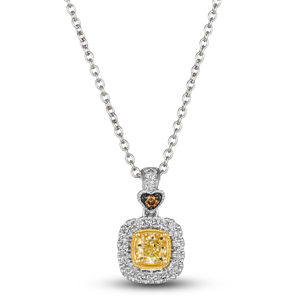 Le Vian Sunny Yellow Diamond Pendant Necklace 3/4 ct tw Round 14K Two-Tone Gold 19" iKhetuP9