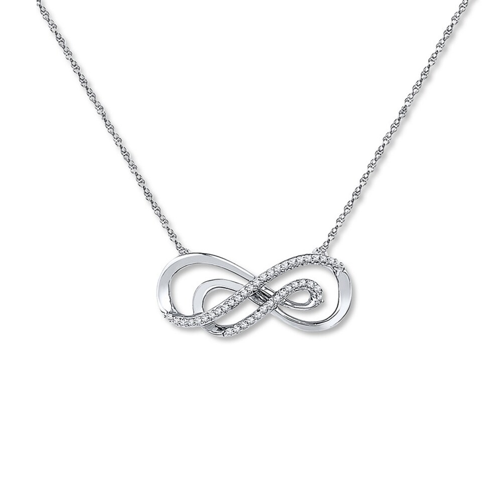 Double Infinity Necklace 1/8 ct tw Diamonds Sterling Silver iN87iq07