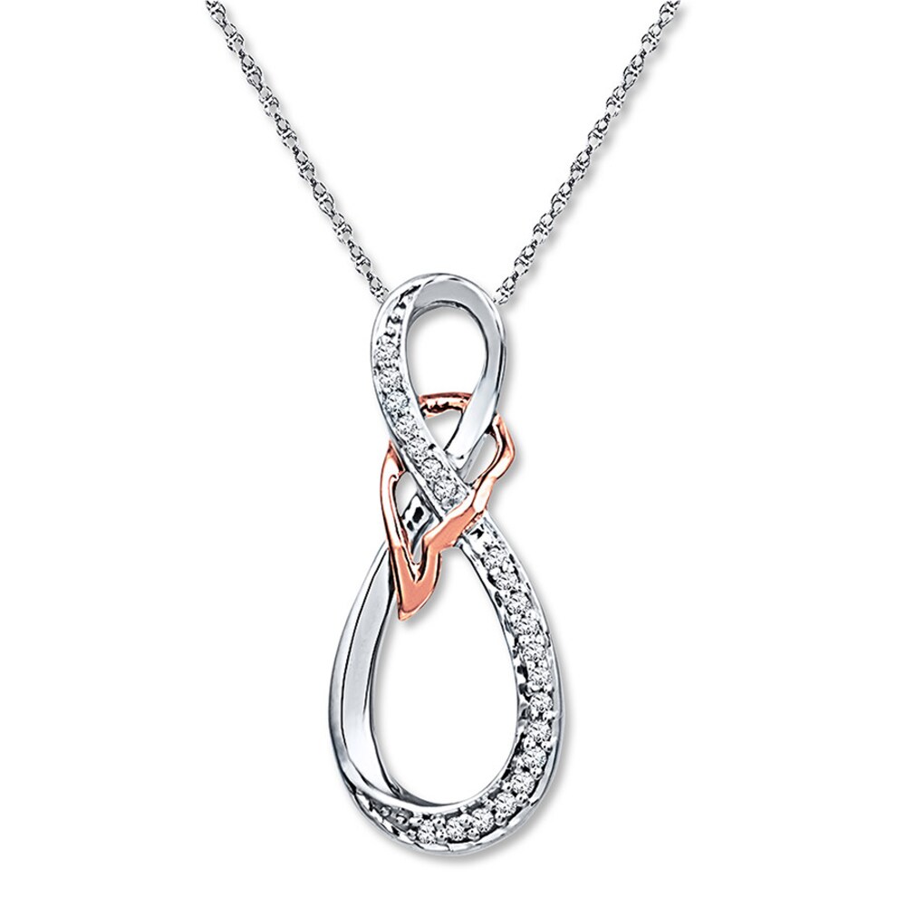 Infinity Necklace 1/15 ct tw Diamonds Sterling Silver/10K Gold iOg7JSdU