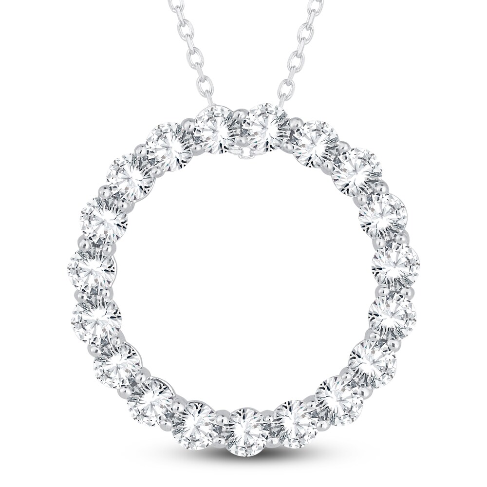 Diamond Circle Pendant Necklace 2 ct tw Round 14K White Gold 18" iYqj7ZsW