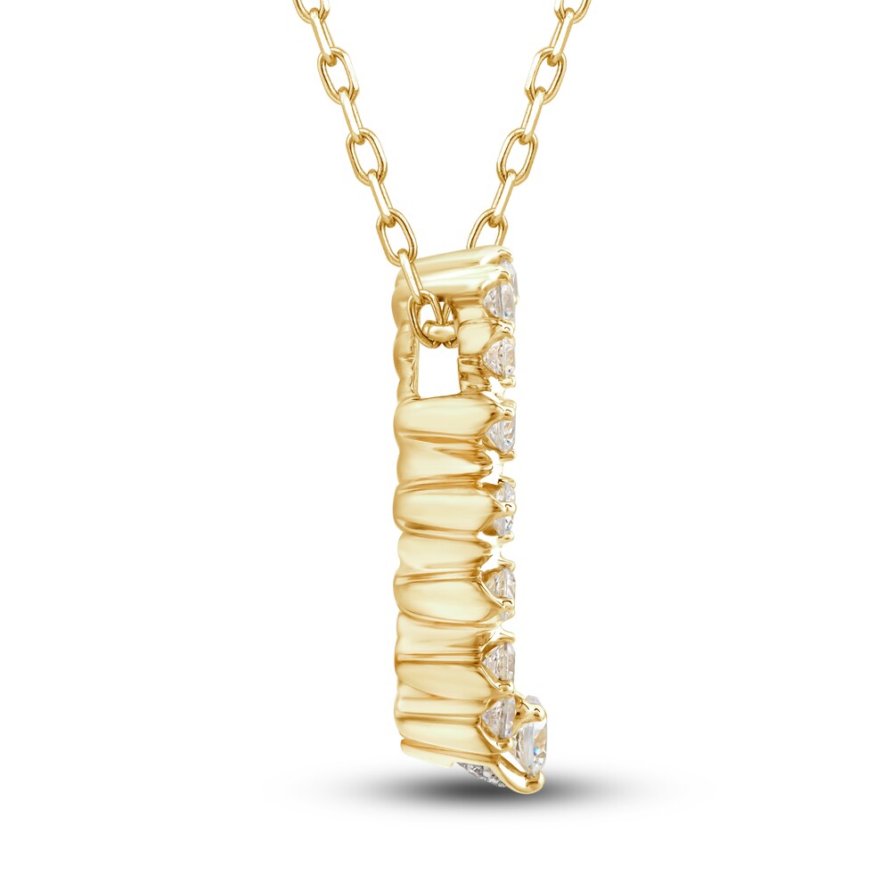 Diamond Circle Pendant Necklace 1/2 ct tw Round 10K Yellow Gold ia1HvRQ8