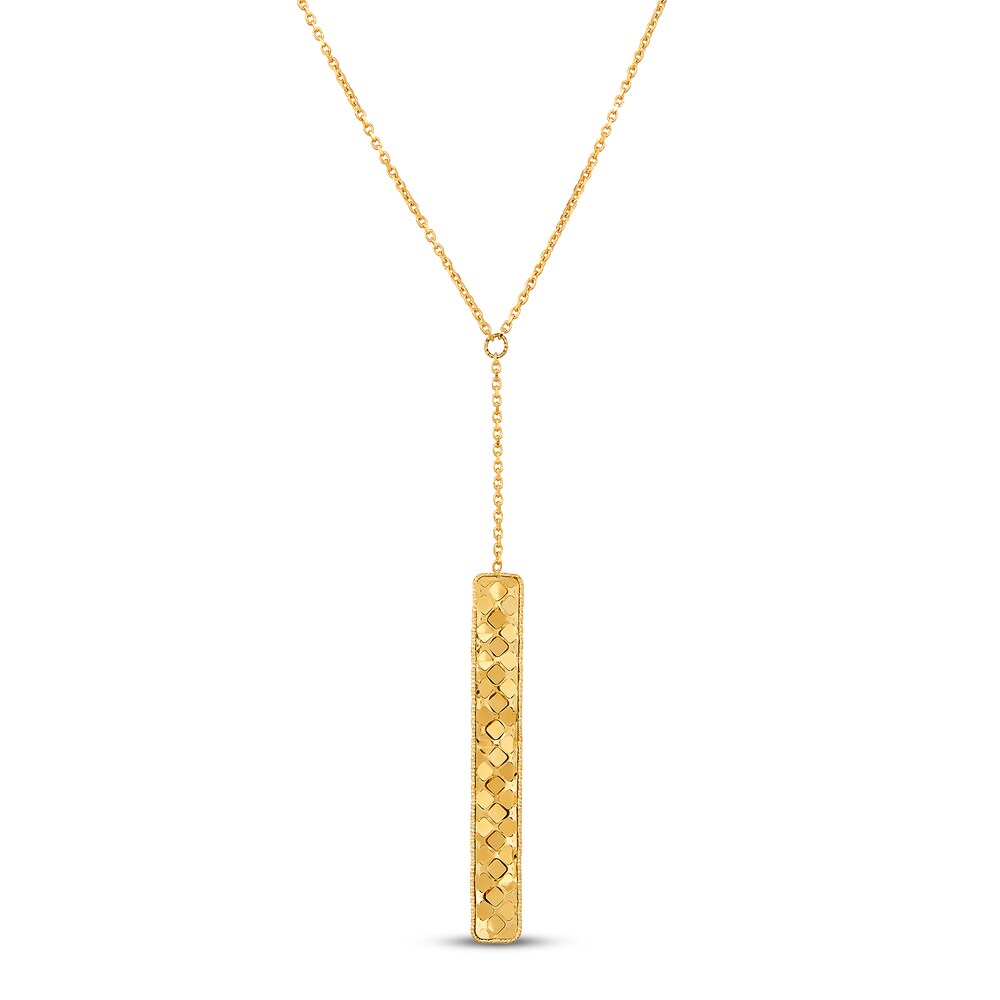 Italia D'Oro Rectangle Bar Necklace 14K Yellow Gold iamJCkfo