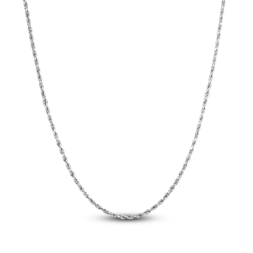 Solid Glitter Rope Necklace 14K White Gold 18" ieTogNob