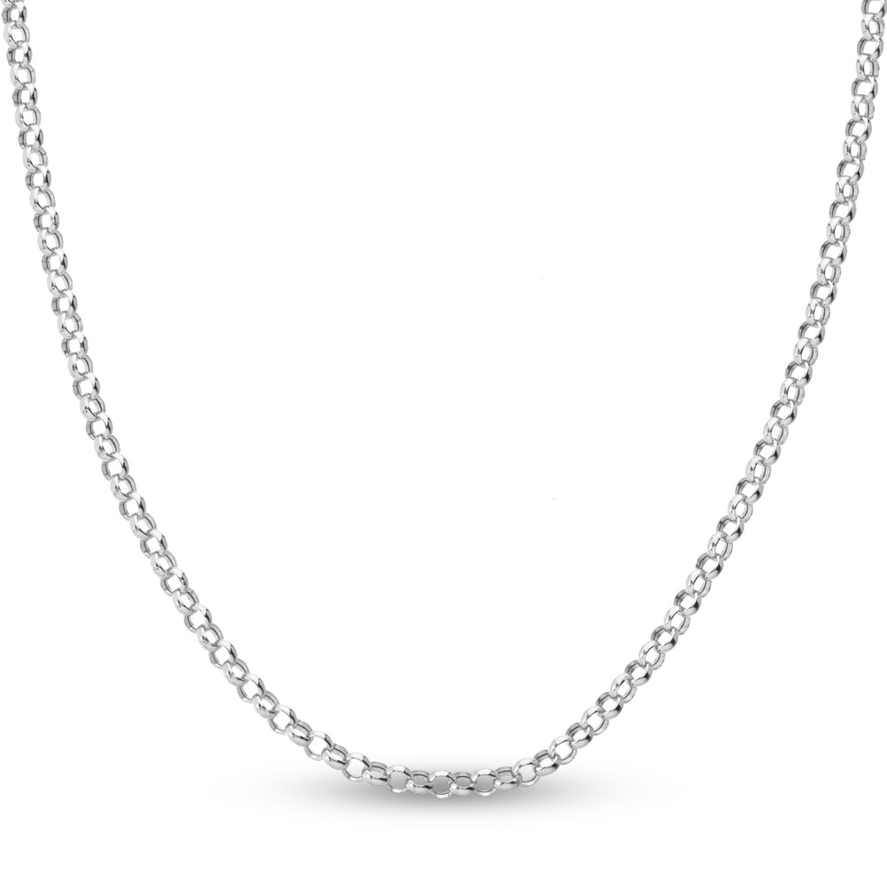 Hollow Rolo Chain Necklace 14K White Gold 20" igmAojDO