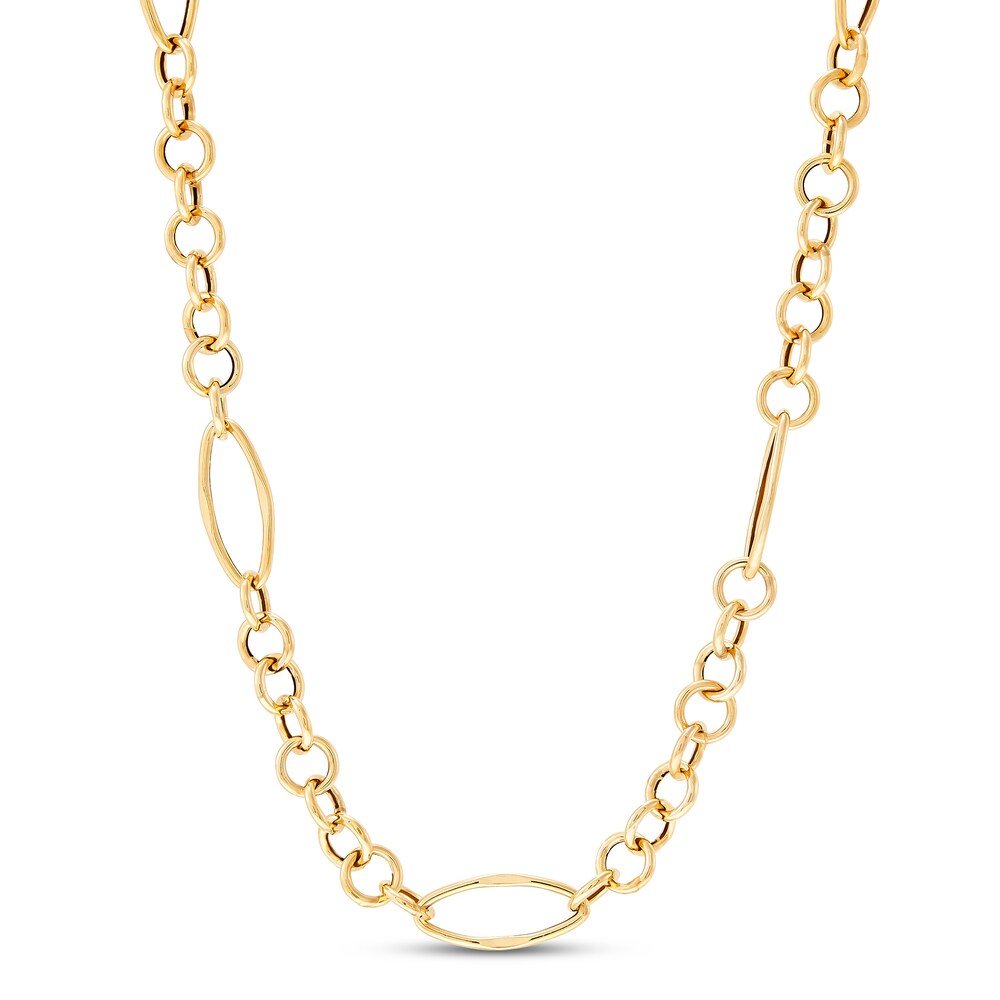 Italia D'Oro Round & Oval Link Necklace 14K Yellow Gold 24" ih9hSxSB