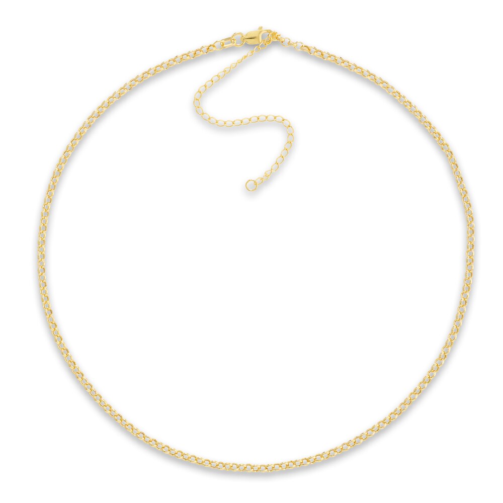 Rolo Chain Choker Necklace 14K Yellow Gold 13" Adj. ikL22KdR