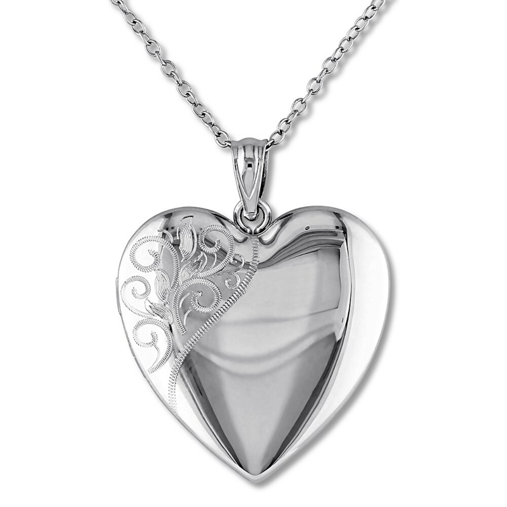 Heart Swirl Locket Necklace Sterling Silver ikYHPuzB [ikYHPuzB]