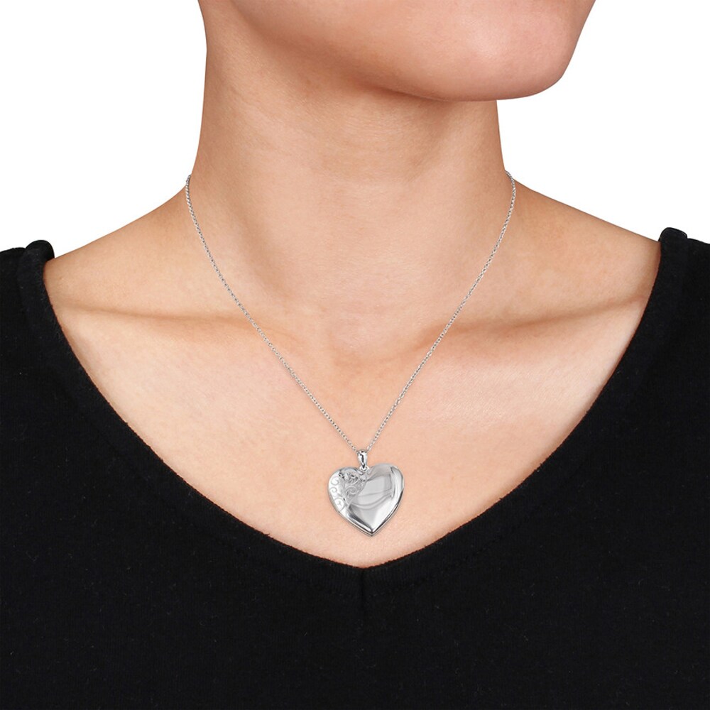 Heart Swirl Locket Necklace Sterling Silver ikYHPuzB