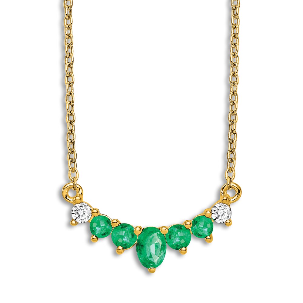 Natural Emerald Necklace 1/15 ct tw Diamonds 14K Yellow Gold 18" ikaYjtWA