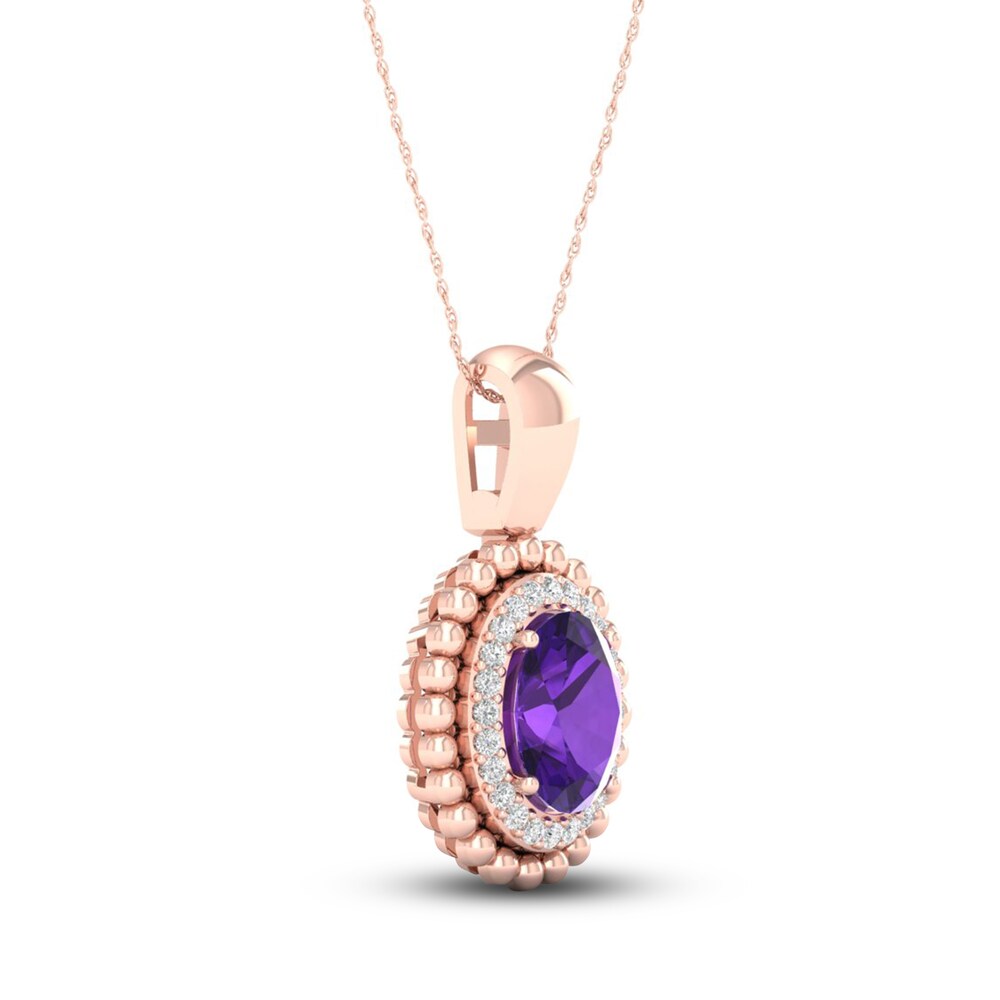 Natural Amethyst Necklace 1/6 ct tw Diamonds 14K Rose Gold 18\" im1U7raq