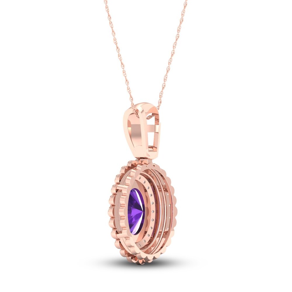 Natural Amethyst Necklace 1/6 ct tw Diamonds 14K Rose Gold 18\" im1U7raq