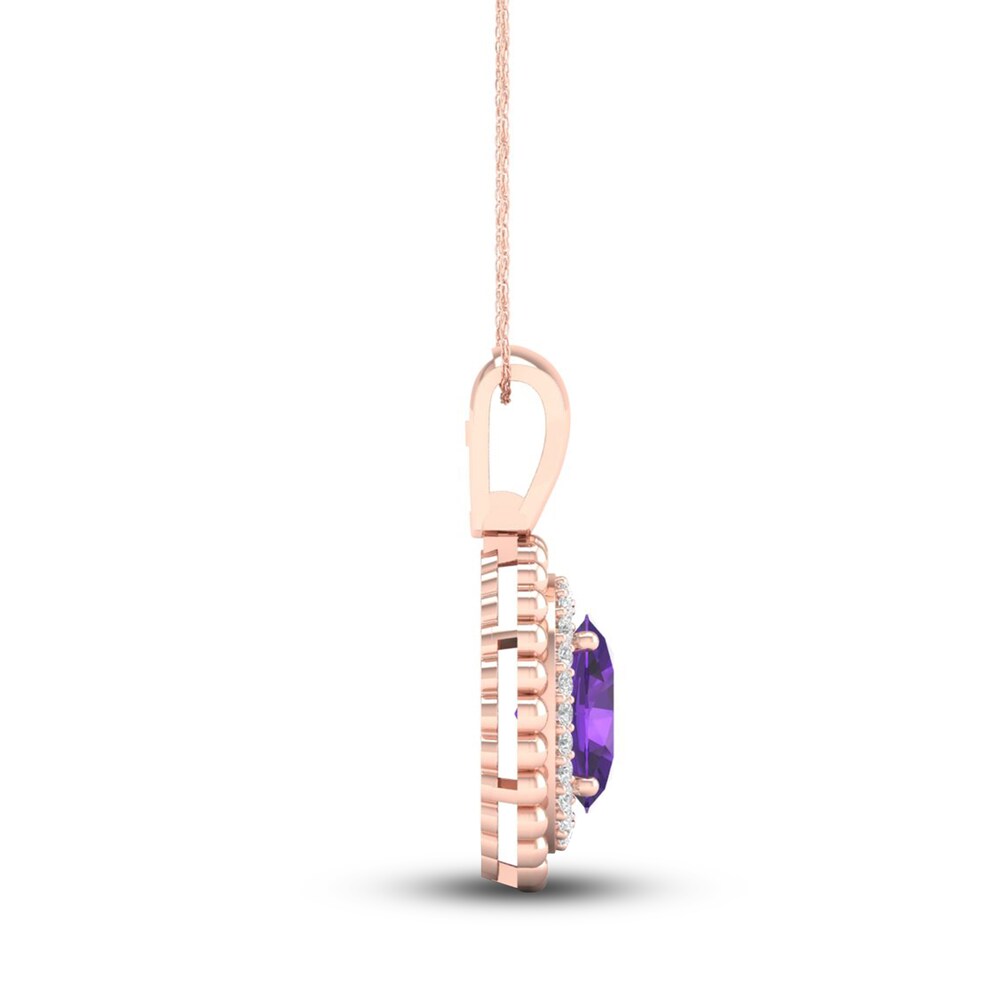 Natural Amethyst Necklace 1/6 ct tw Diamonds 14K Rose Gold 18\" im1U7raq