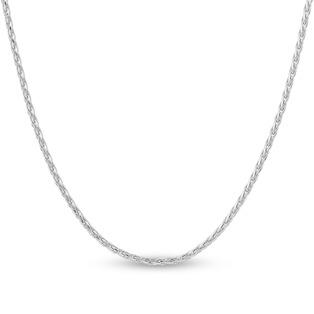 Diamond-Cut Round Wheat Chain Necklace 14K White Gold 24" iuvC3IGS