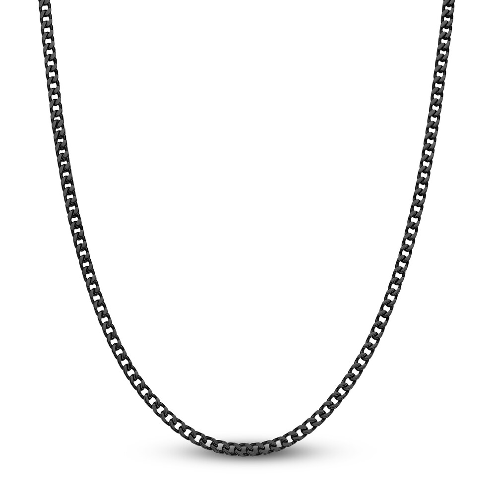 Men's Foxtail Chain Black Ion-Plated Stainless Steel 4mm 30" ivIYg5d6