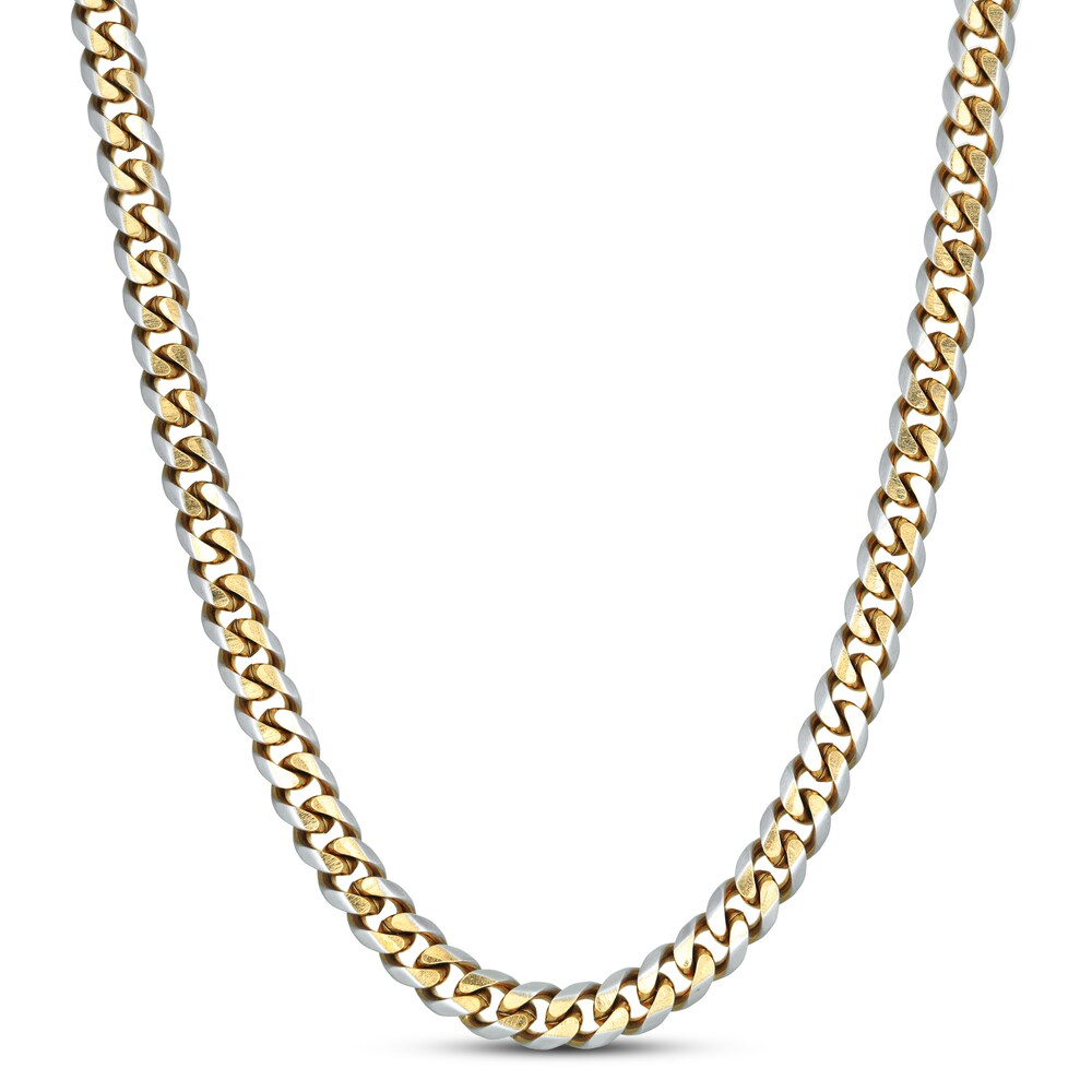 Curb Chain Necklace Two-Tone Stainless Steel 24" ivunUmBv