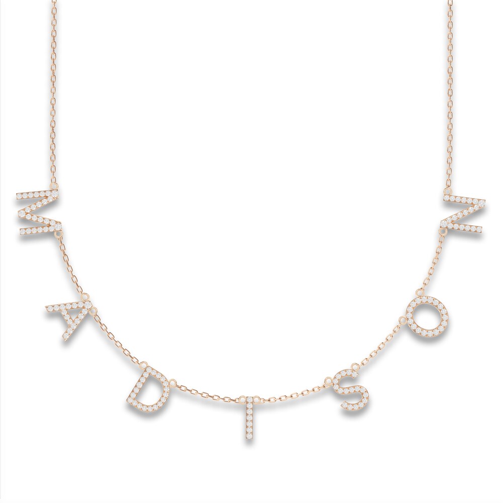 Juliette Maison Diamond Station Name Necklace 1 ct tw Round 10K Rose Gold izBJg7q4