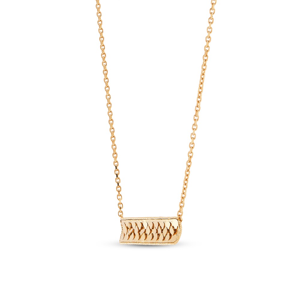 Italia D\'Oro Small Bar Chain Necklace 14K Yellow Gold j0By8NNG