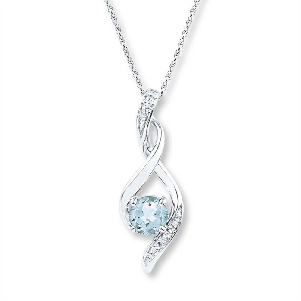 Aquamarine Necklace Diamond Accents Sterling Silver j34Nthit