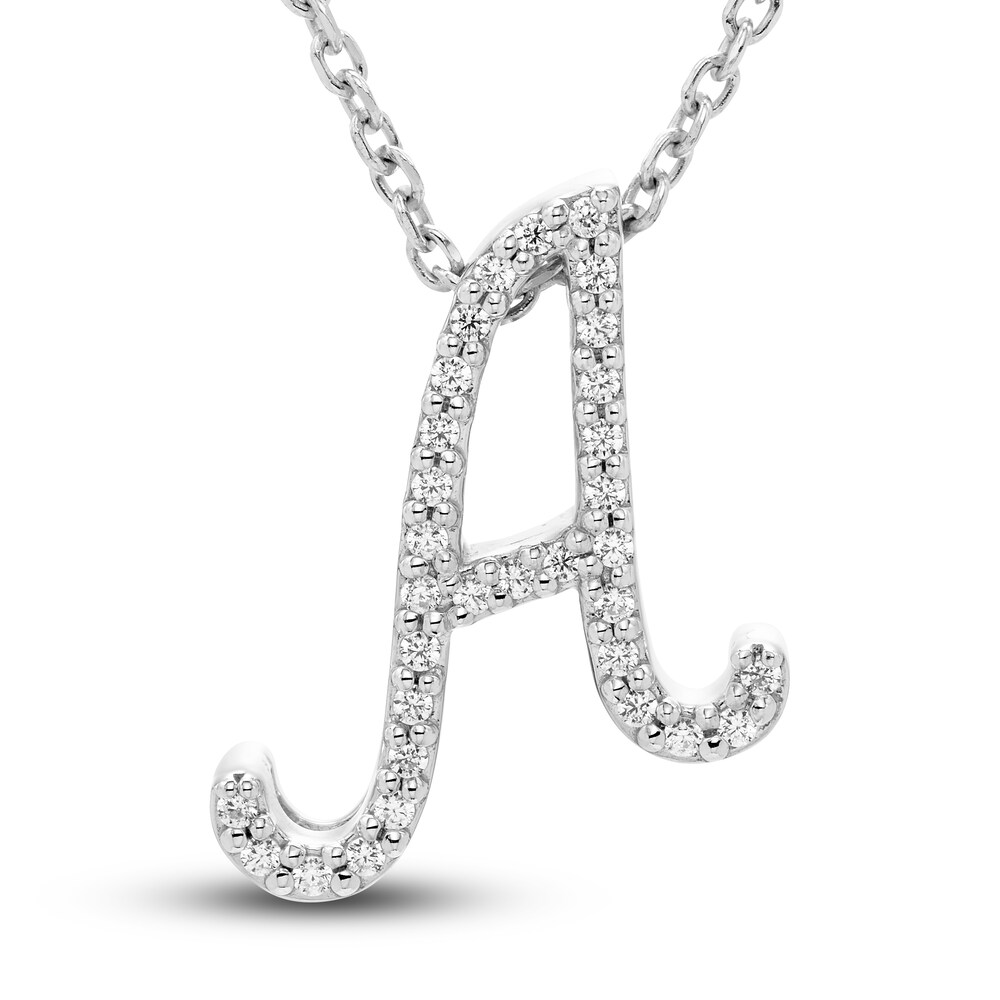 Diamond Letter A Pendant Necklace 1/10 ct tw Round 10K White Gold j4dHWfw8