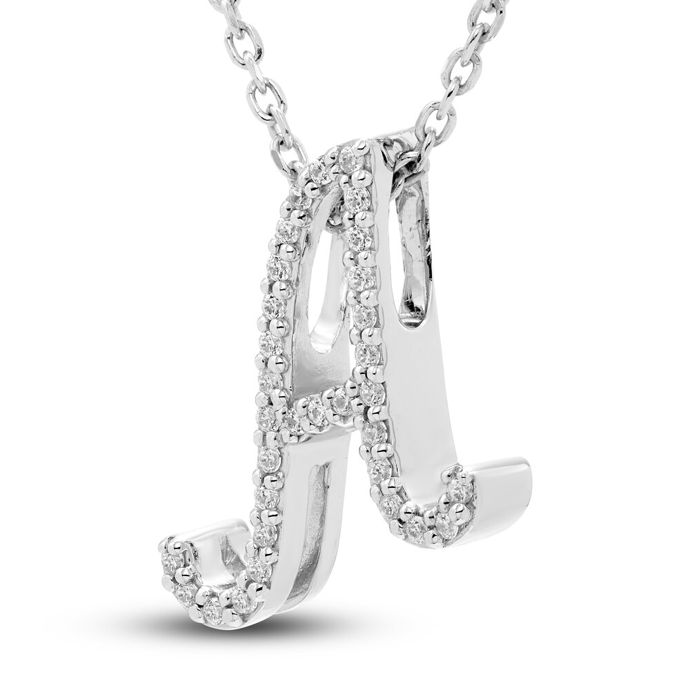 Diamond Letter A Pendant Necklace 1/10 ct tw Round 10K White Gold j4dHWfw8