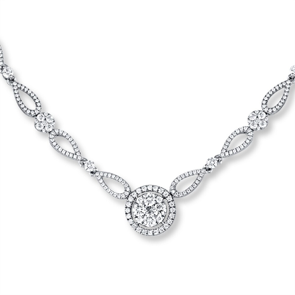 Diamond Necklace 3-1/2 ct tw Round-cut 14K White Gold j6AyR5xC