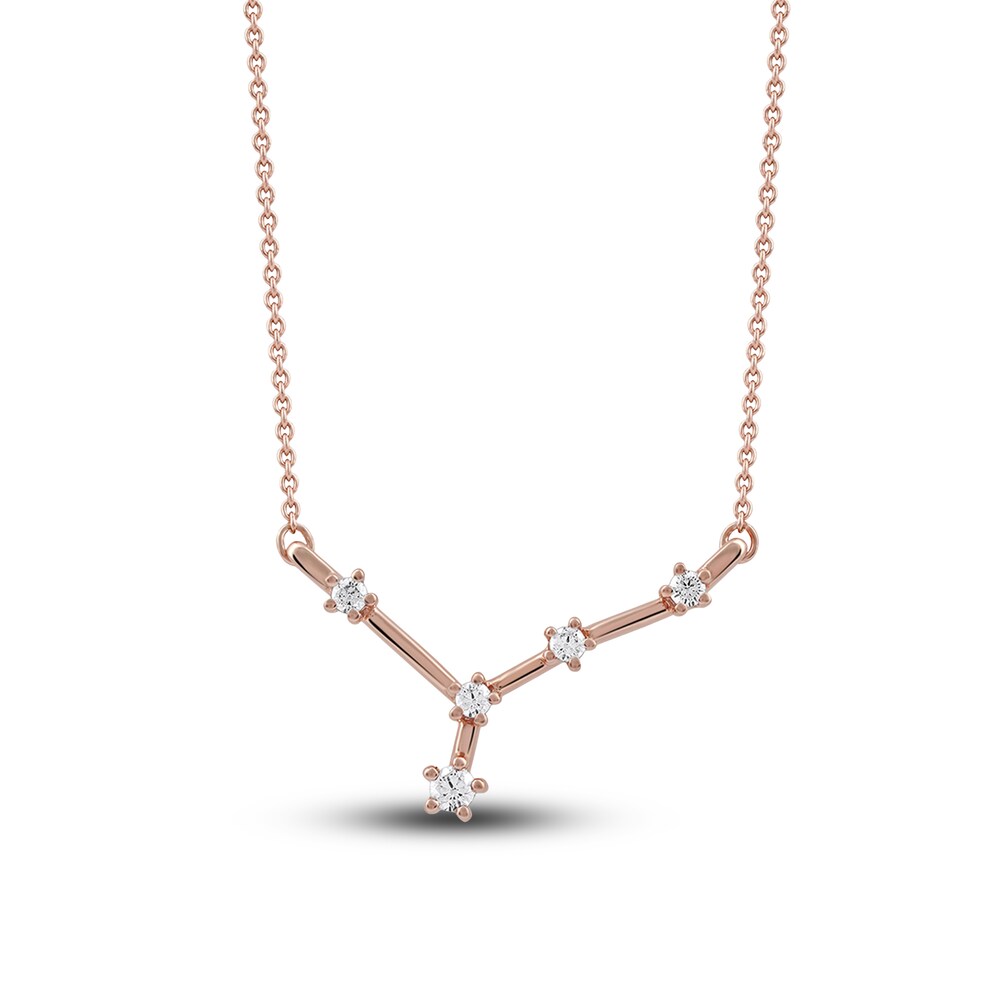 Diamond Cancer Constellation Pendant Necklace 1/6 ct tw Round 14K Rose Gold j9wgcTe0